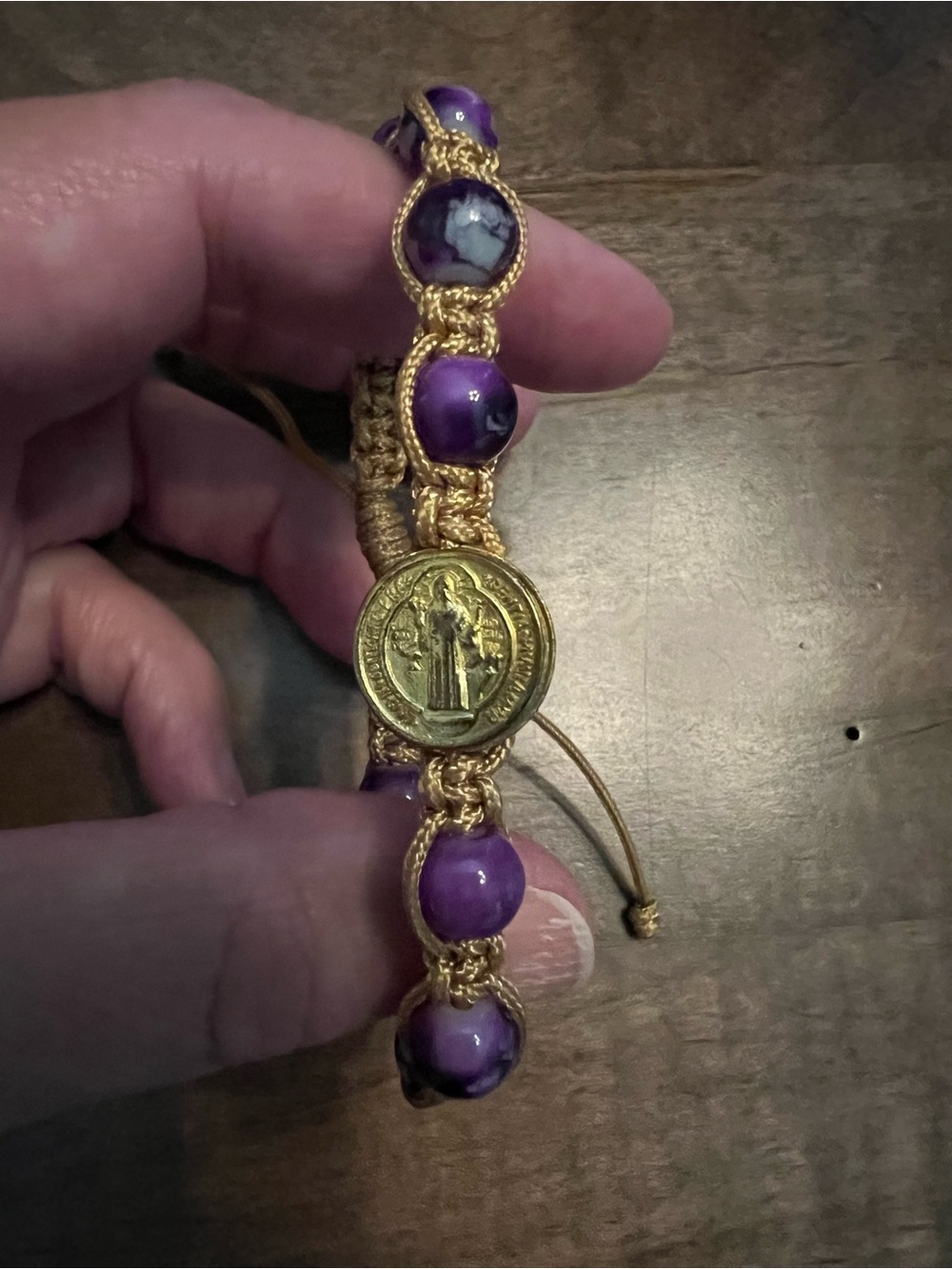 My Saint My Hero purple and gold bracelet